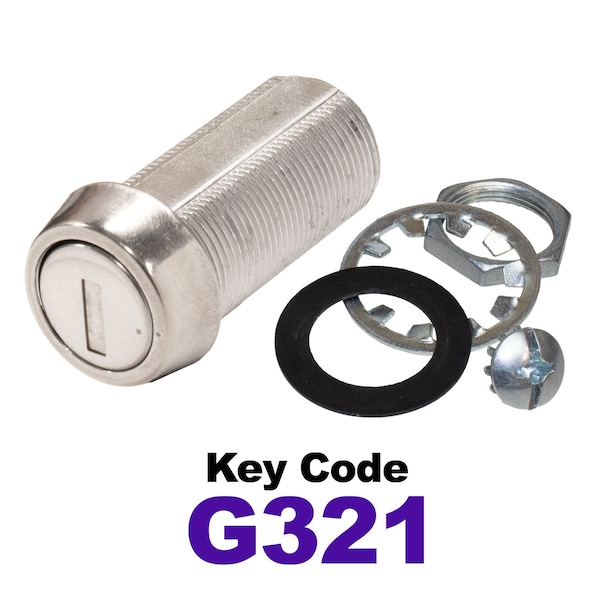 Global RV SS Compartment Lock, Cam/Blade Style, 1-3/8in Threaded Barrel, Keyed to G321, Blades not Included CLB-321-138-SS - main